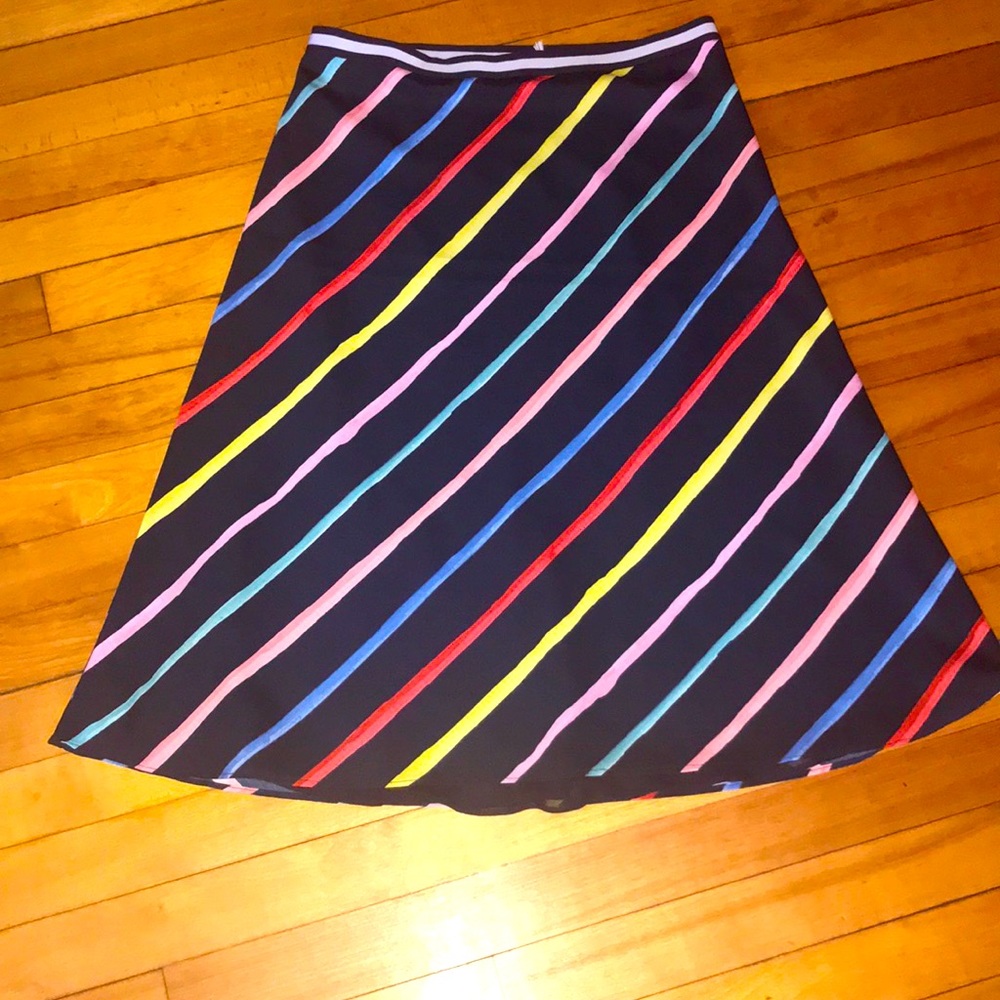 NWT 💥Ecru Women’s Rainbow Stripe Navy Midi Skirt💥 Sz. M